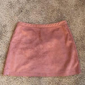 Pink velvet mini skirt